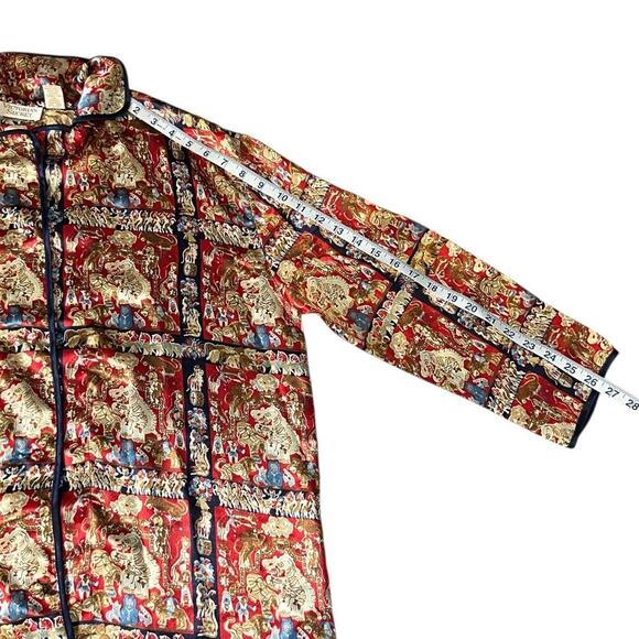 Vintage Victorias Secret Satin Circus Print Pajama Top Red Gold Blue Size Small - Picture 8 of 9